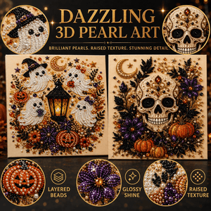 Boo Crew ghosts and jeweled skull Halloween pearl art options with gem details