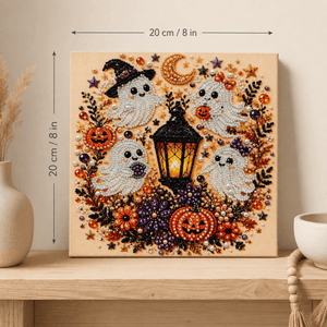 Boo Crew Ghosts option measures 20 by 20 centimeters or 8 by 8 inches