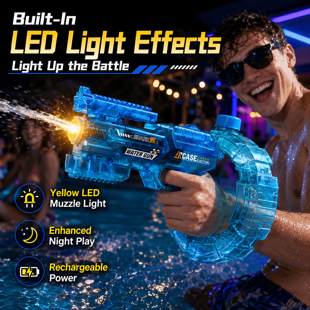 Electric Water Blaster with Yellow LED Muzzle Light