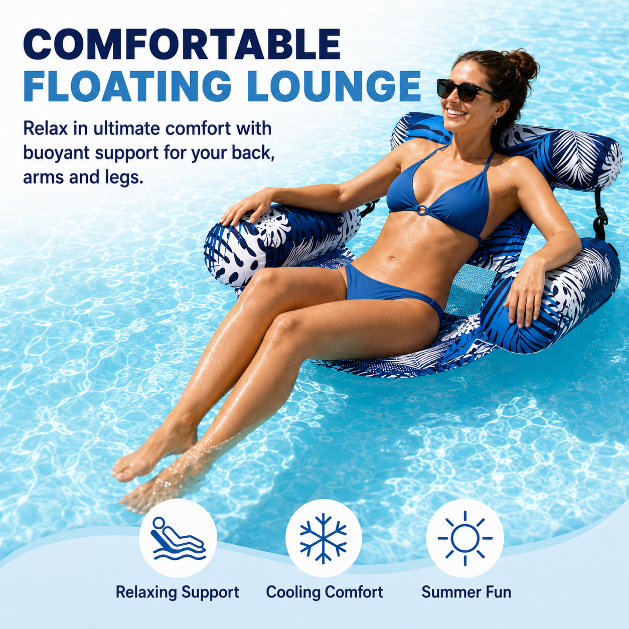 Inflatable Pool Floats Adult,2 Packs Floating Lounge Chairs,Blow up Pool Noodles for Adult Heavy Duty,Floating Chair for Party Summer Water Beach Lake Fun