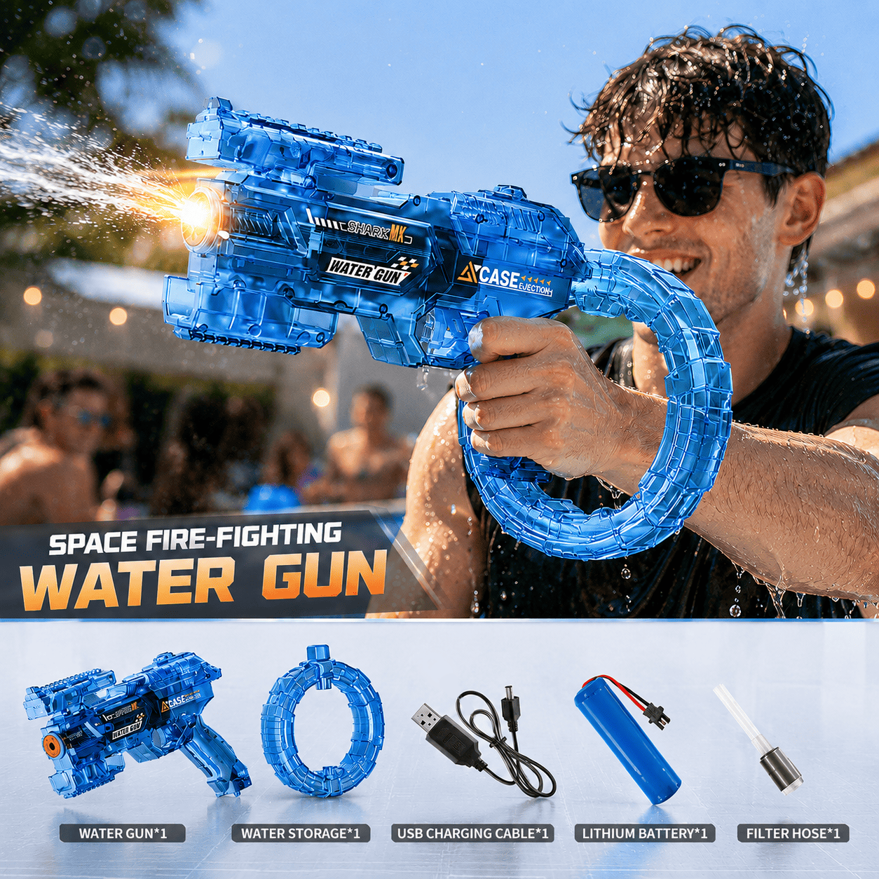 Electric Water Blaster with Yellow LED Muzzle Light